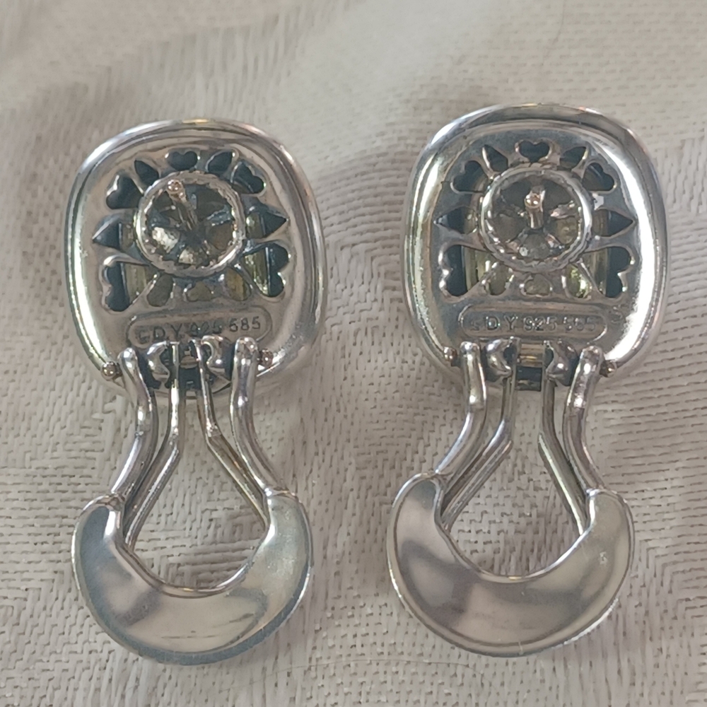 David Yurman Albion Earrings, SS & 14k, Omega Backs - Picture 7 of 12